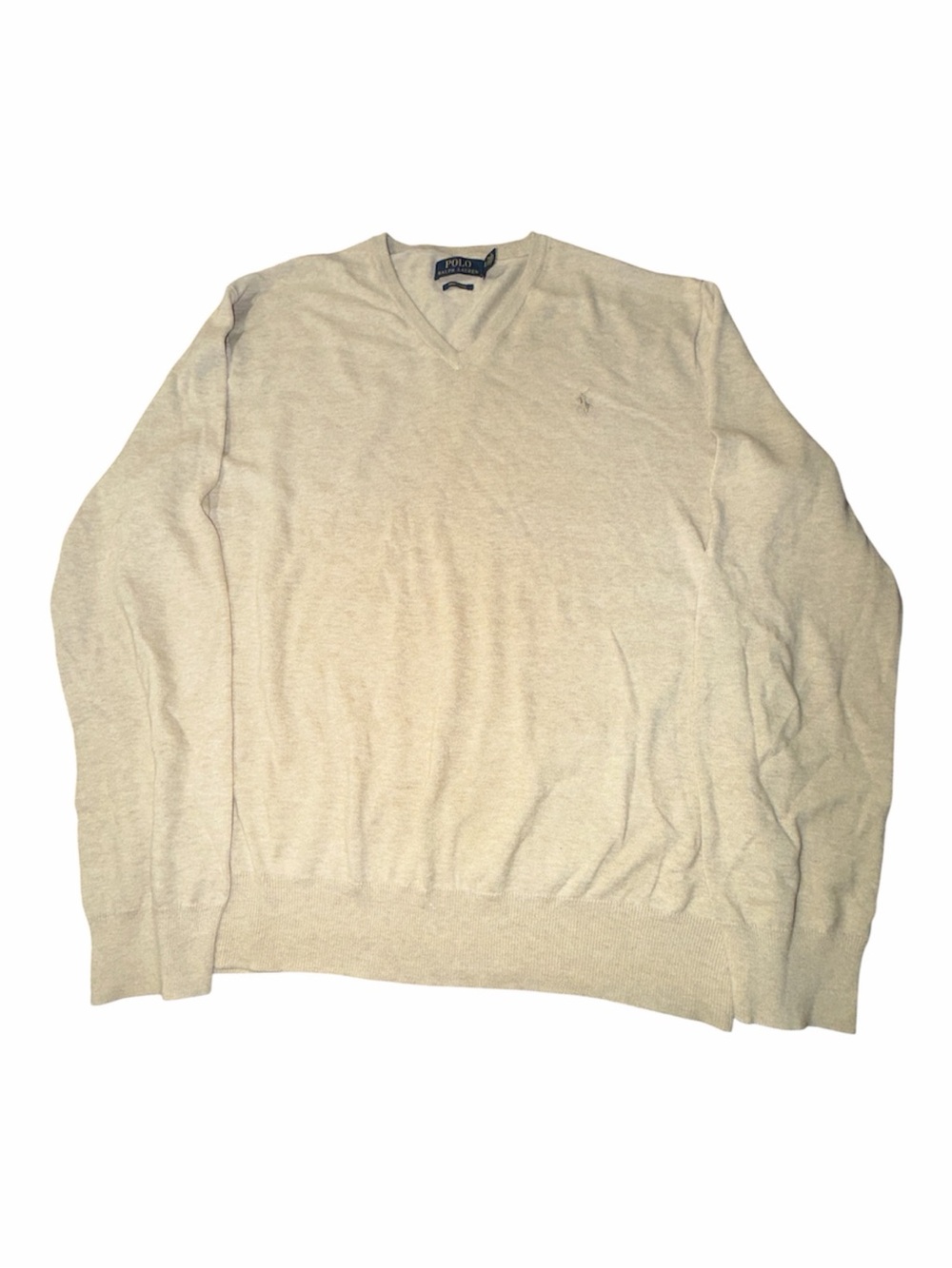Polo Ralph Lauren Men’s XL Pima Cotton V-Neck Sweater Oatmeal